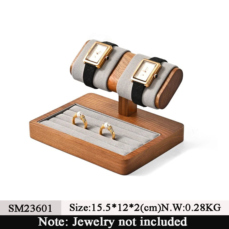 Espositore per orologi in legno a forma di T Oirlv, porta orologi in microfibra, porta gioielli per bracciali e anelli, EvaluT1, nuovo