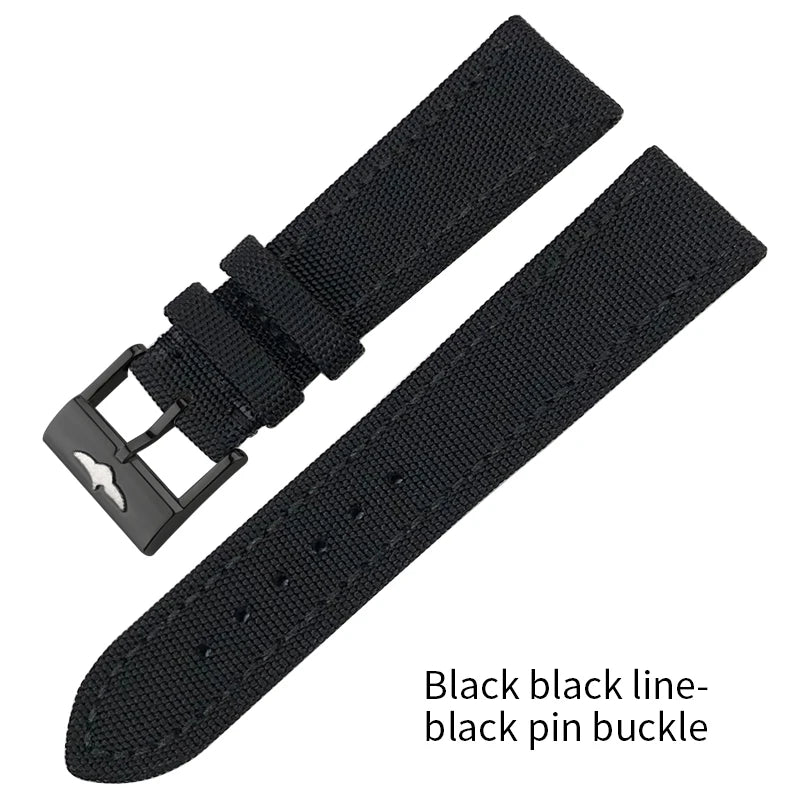 Bracelet de montre en cuir et nylon épais de qualité, 21mm 22mm, pour Breitling Avenger CHRONOMAT NAVITIMER SUPEROCEAN, bracelet de montre à fond jaune