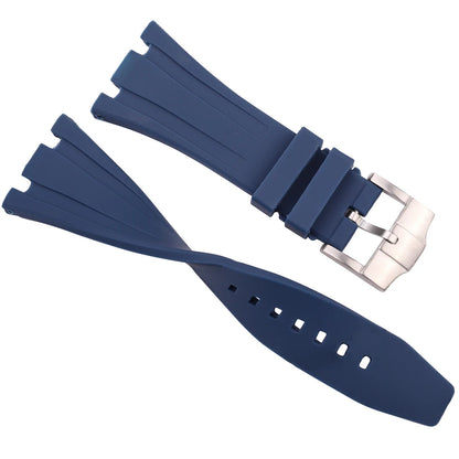 Bracelet de montre en caoutchouc de silicone souple, bracelet de plongée, bracelet de montre-bracelet, bleu, noir, 27mm