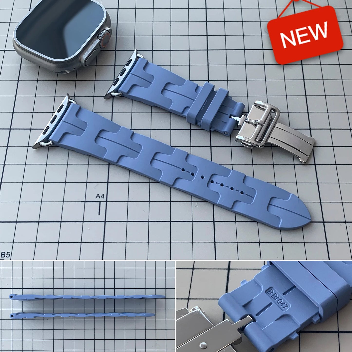 Cinturino Kilim a giro singolo per Iwatch Ultra3 2 Apple Watch Serie 11 10 9 8 7 6 5 Se 3 46mm 41mm 45mm 49mm, Blu Pastello