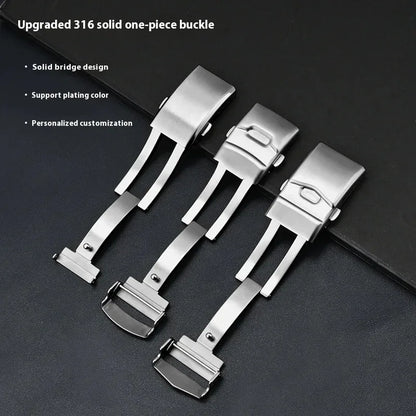 Solid Stainless Steel Foldable Watch Clasp for Men and Women, Silicone and Metal Strap, 16mm, 18mm, 20mm, 22mm