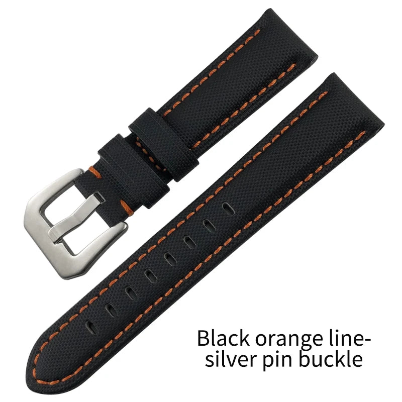 Cinturino per orologio in tela di nylon da uomo, 20mm, 21mm, 22mm, 23mm, 24mm, 25mm, 26mm, per Panerai Seiko Breitling Citizen, cinturino universale in pelle