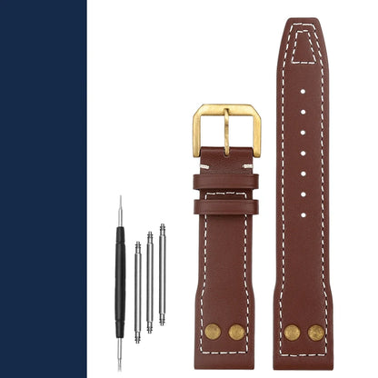 Cow Leather With Bronze Rivets Watchbands 22mm 20mm 21mm Fit For IWC Big Pilot’s Watch IW501005 IW387902 Spitfire Strap Bracelet