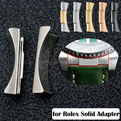 20mm Curved End Link for Rolex Watch Band Submariner Watch Strap Rubber Leather Strap Seamless Metal Connection 2PCS
