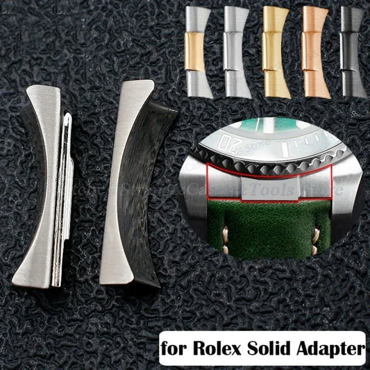 Maglia finale curva da 20 mm per bracciale orologio Rolex per Submariner, bracciale in gomma o pelle, connessione metallica senza soluzione di continuità, 2 pezzi