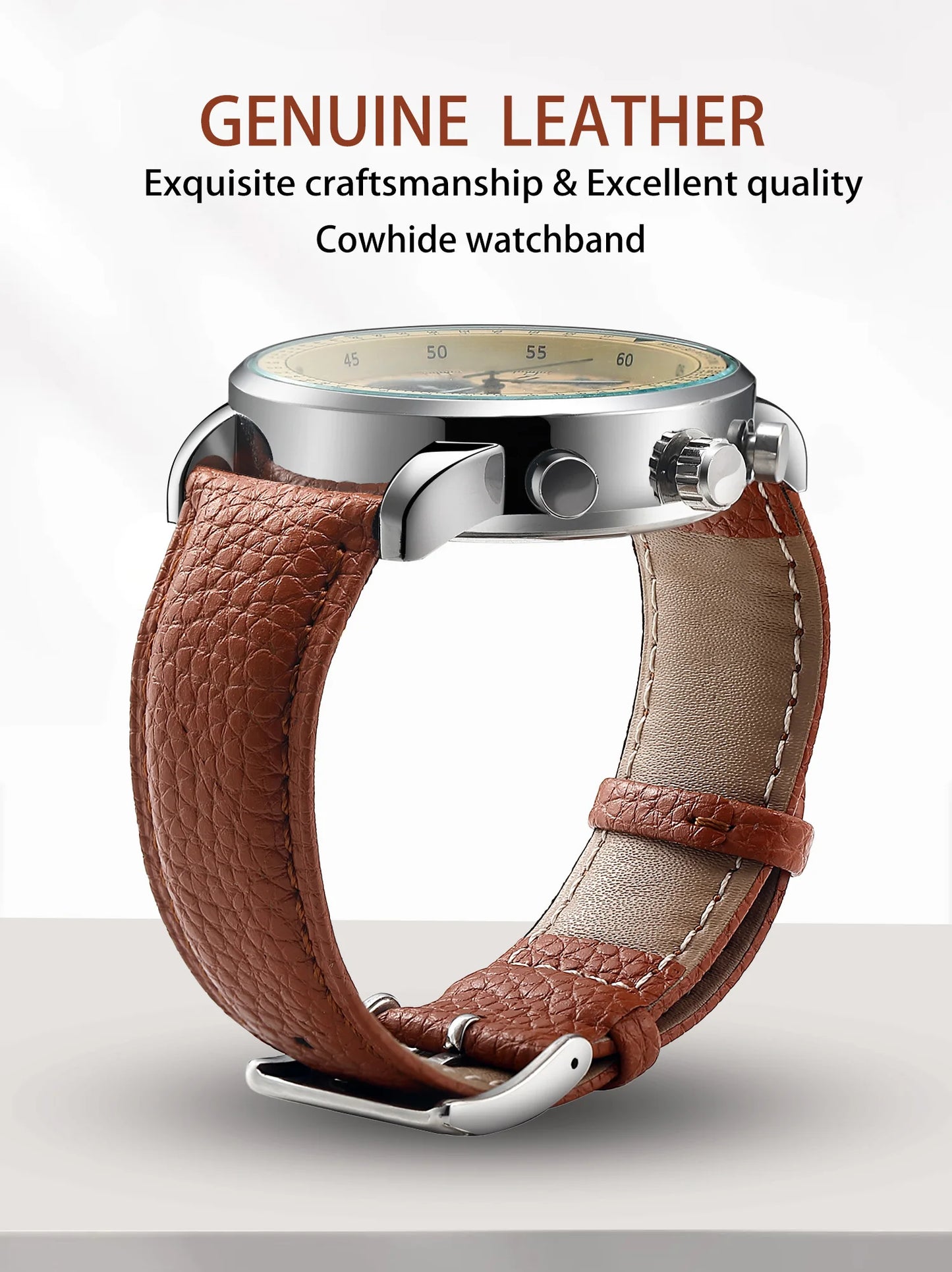 SAMCO Genuine Leather Watch Strap for Men and Women, 12mm, 14mm, 16mm, 18mm, 19mm, 20mm, 21mm, 22/24mm, High Quality Watch Strap, Watch Strap + Tool