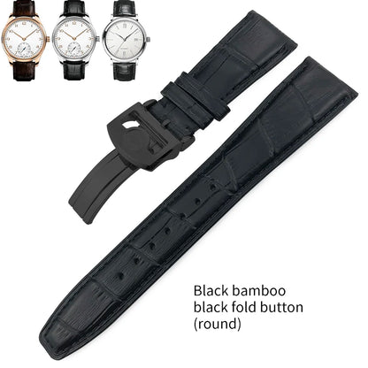 Bracelet de montre en cuir véritable pour hommes, 20mm, 21mm, 22mm, pour IWC, portugais, pilote, marron, noir, bleu
