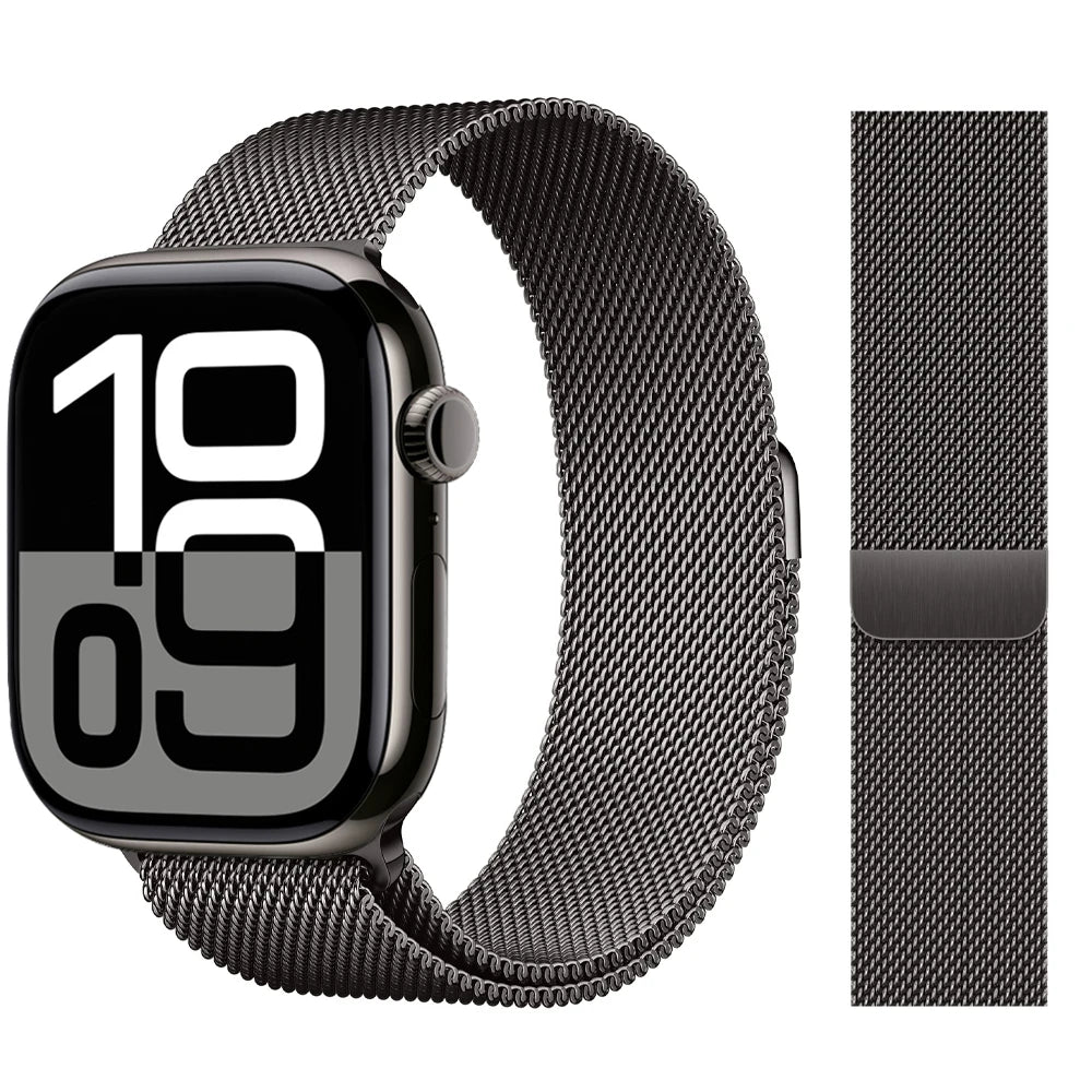 Apple Watch 米兰尼斯表带，46mm 44mm 45mm 40mm 42mm 41mm，适配 iWatch 系列 11 10 9 8 SE 7 6 Ultra 3 2
