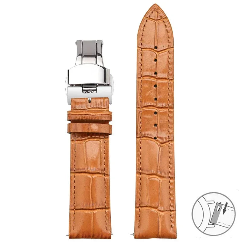 Bracelet en cuir véritable de vache pour Seiko Tissot, bracelet de montre universel à dégagement rapide 12 13 14 15 16 17 18 19 20 21 22 23 24 26mm