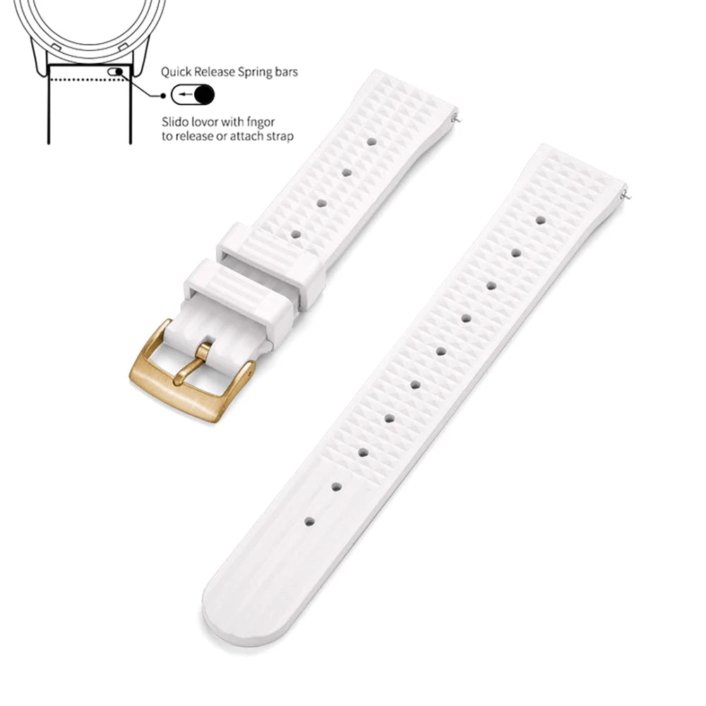 JUELONG – bracelets de montre en caoutchouc gaufré FKM, à dégagement rapide, étanche, Durable, en caoutchouc fluoré, 20mm 22mm, pour montre de plongée traditionnelle