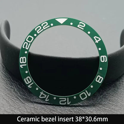 38mm x 30.6mm Sloped Ceramic Bezel GMT and Diving Watch Insert for 40mm Men's Watch Replacement Watch Bezel Inserts