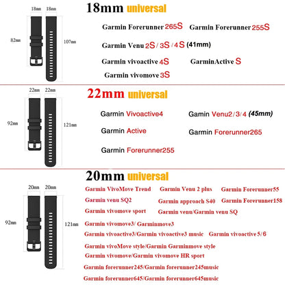 Cinturino per orologio in silicone per Garmin Venu 4/3/2/2s, 18mm 20mm 22mm, per Garmin Vivoactive 6/5/4/3/Forerunner 245