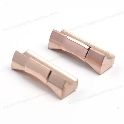 20mm Curved End Link for Rolex Watch Band Submariner Watch Strap Rubber Leather Strap Seamless Metal Connection 2PCS