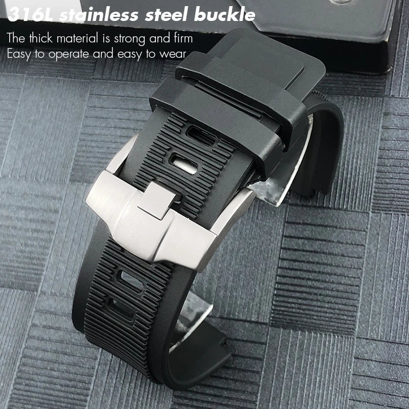 Ремешок для часов из каучука с выпуклым профилем, 24 мм, для Bell & Ross BR 01 03, спортивный ремешок для дайвинга, черный и синий, водонепроницаемый