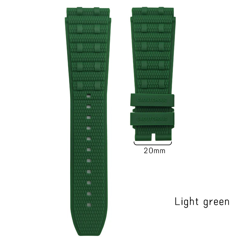 Natural Bubber watch strap 24mm, for Breitling Chronomat B01, black, green, blue, brown, soft fluorinated Silicone, 22mm