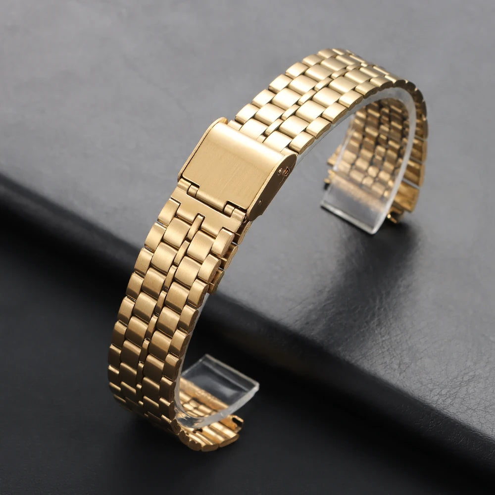 Unisex stainless steel watch band, 18mm, for CASIO F91W F105 F108 A158 A159 A168 AE1200 1300, Ultra-thin