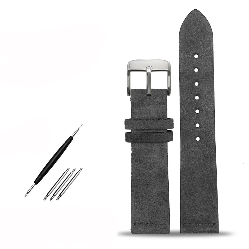 Cinturino in vera pelle per orologio Tissot SeAT M, camoscio amichevole, cinturino per orologio Citizen, cinturino morbido, verde, nero, marrone, grigio, 16mm, 18mm, 20mm, 22mm