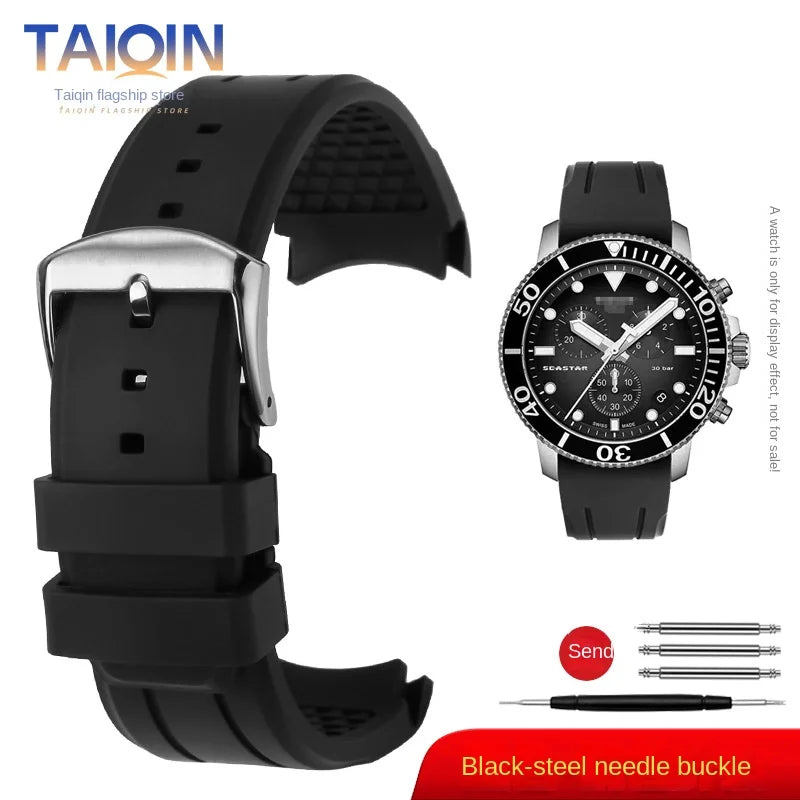 Bracelet de montre en caoutchouc FKM incurvé de haute qualité, 20 22mm, pour seiko rolex tudor Tissot, bracelet de montre pour hommes, fermoir papillon