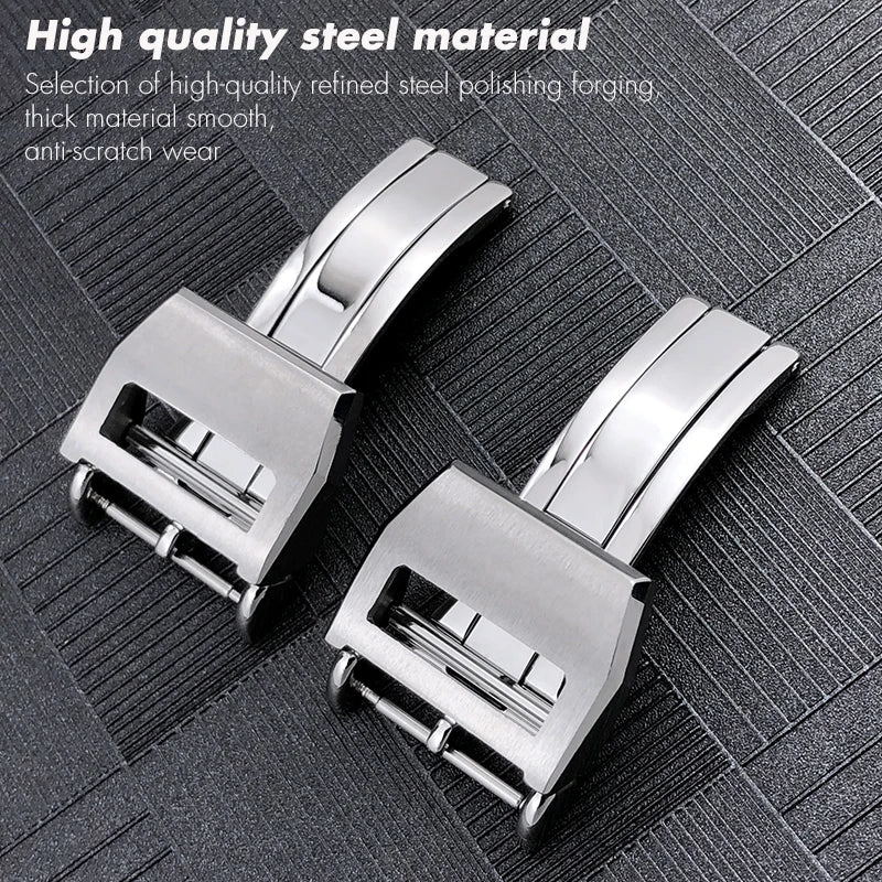 Thick folding clasp for Schaffhausen watches, stainless steel, large IWC Pilot clasp, watch accessories, 18mm