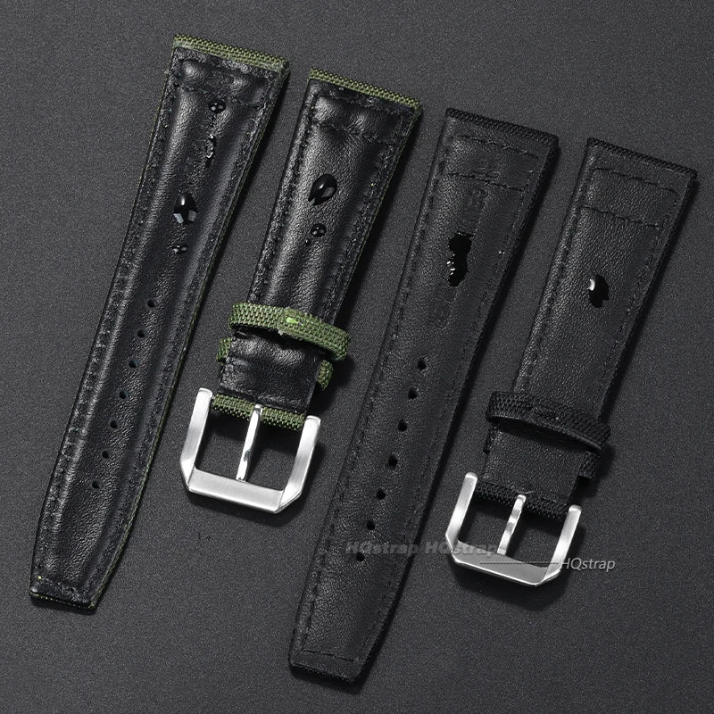 Cinturino per orologio IWC da pilota in tela di nylon, cinturino sportivo impermeabile, cinturino in vera pelle bovina, per uomo e donna, 20mm, 21mm, 22mm