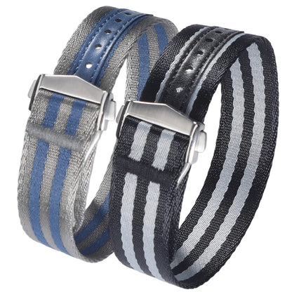 Cinturino per orologio classico in morbido nylon con fibbia deployante 20mm 22mm, in tessuto di cintura di sicurezza premium con chiusura pieghevole per Omega