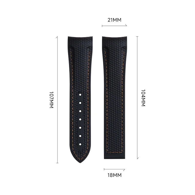 OZE - Cinturino in gomma da 21 mm per Omega - Motivo in tessuto - Curvo 