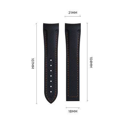 OZE - Cinturino in gomma da 21 mm per Omega - Motivo in tessuto - Curvo 