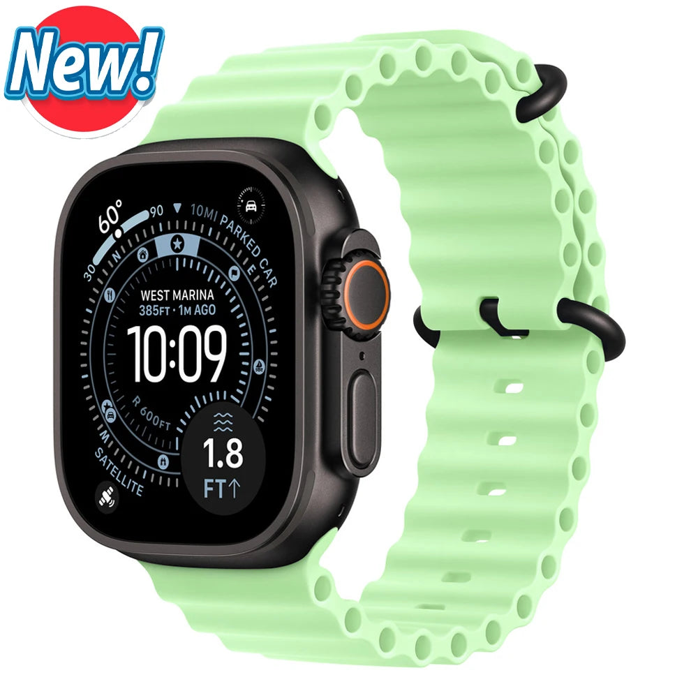Bracelet Ocean pour Apple Watch Ultra 3 2, 49mm 46mm 44mm 40mm 45mm 41mm 42mm, Correa Bracelet iWatch Series 11 10 9 SE 8 7 6 5 4