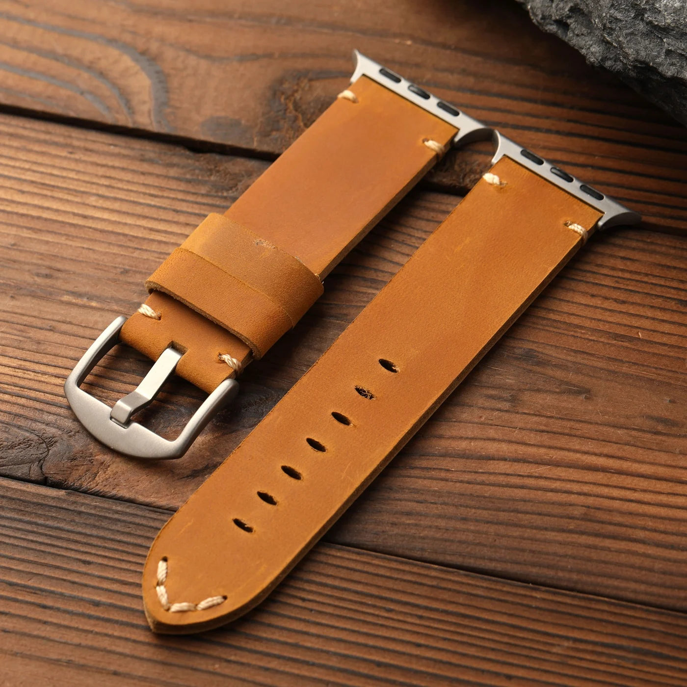 Cinturino in vera pelle bovina premium fatto a mano, vera pelle blu e gialla compatibile con Apple Watch 49MM 46MM 45MM 44MM Ultra S13