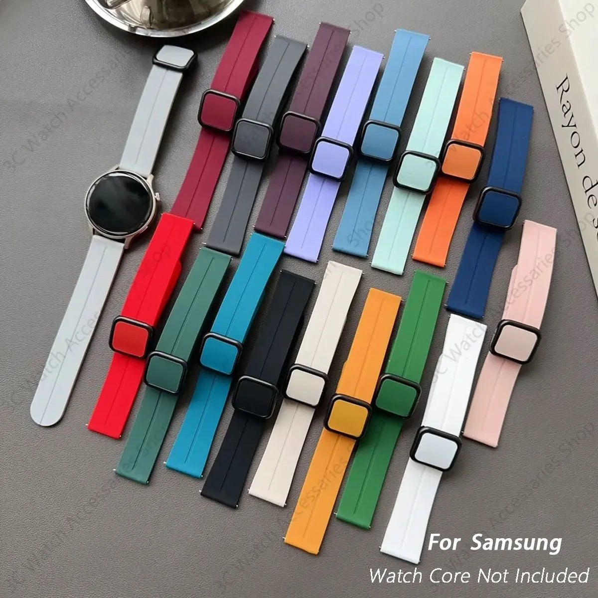 20 22mm Silicone Strap with Magnetic Clasp for Samsung Galaxy Watch 8 4 5 6 Pro 40mm 44mm 45mm 42/46mm