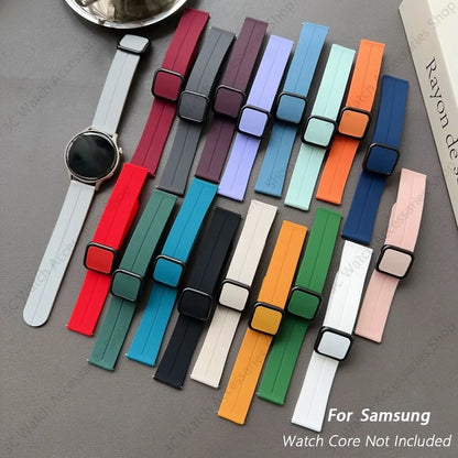 20 22mm Silicone Strap with Magnetic Clasp for Samsung Galaxy Watch 8 4 5 6 Pro 40mm 44mm 45mm 42/46mm