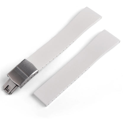 New CTS Fluororubber FKM Watch Straps 16mm 18mm 19mm 20mm 21mm 22mm Cut-to-Size Quick Release Butterfly Silver Buckle Watch Straps