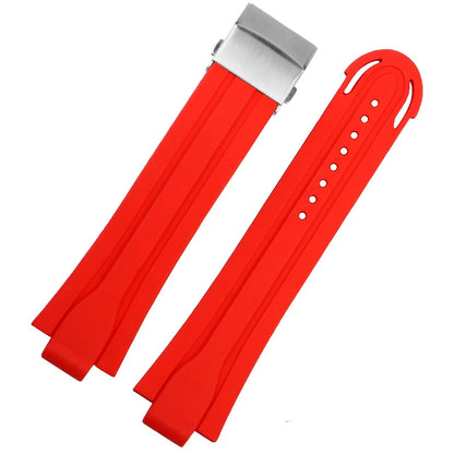 Rubber and silicone watch strap for diving sports, watch band, raised mouth, stainless steel, has a clasp, ORIS 7730 and 7740 series, 24x12mm