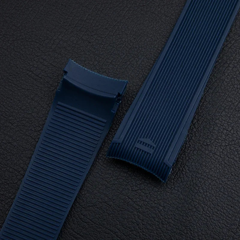 24mm Soft Thin Natural Rubber Curved End Watch Strap Band for TAG, for HEUER Grand Carrera Aquaracer Watch Bracelet