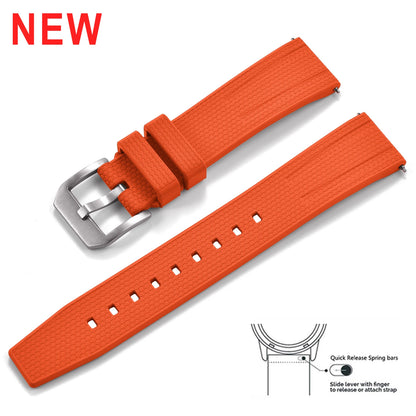 FKM Rubber Watch Strap 20mm 22mm Quick Release Waterproof Fluoro Rubber Dive Watch Band for Traditional Dive Watch Accessories