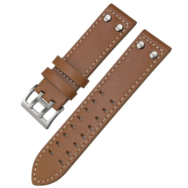 Bracelet de montre en cuir véritable, 20mm 21mm 22mm, pour Hamilton kaki Aviation, ceinture en cuir de vache confortable, accessoires