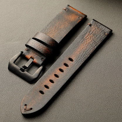 Cinturino in pelle lucida fatto a mano, 20MM 22MM 24MM, strato superiore in pelle bovina, effetto invecchiato, compatibile con orologi di fascia alta PAM111 441