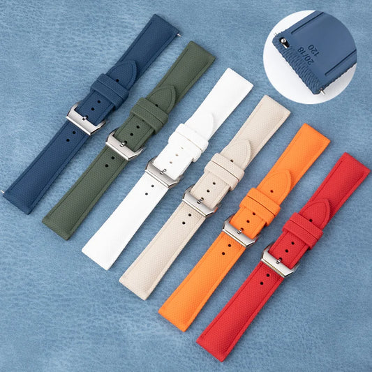 Cinturino per orologio in gomma FKM naturale colorata, 20mm 21mm 22mm, per IWC, cinturino da pilota, in fluororubber morbido, accessori a sgancio rapido