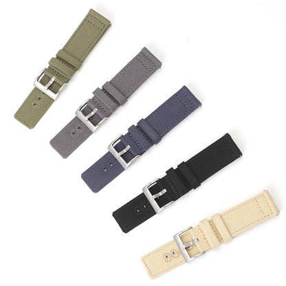 Quick-release nylon canvas watch strap, 18mm 19mm 20mm 22mm, brushed buckle, smartwatch accessories