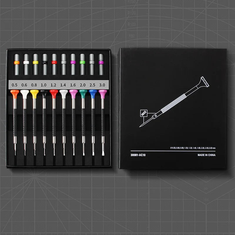 Jeu de tournevis de précision 0.5-3.0mm, Kit d'outils de réparation de montres, tournevis pour montres, lunettes, outils d'horloger de téléphone portable 10 pièces