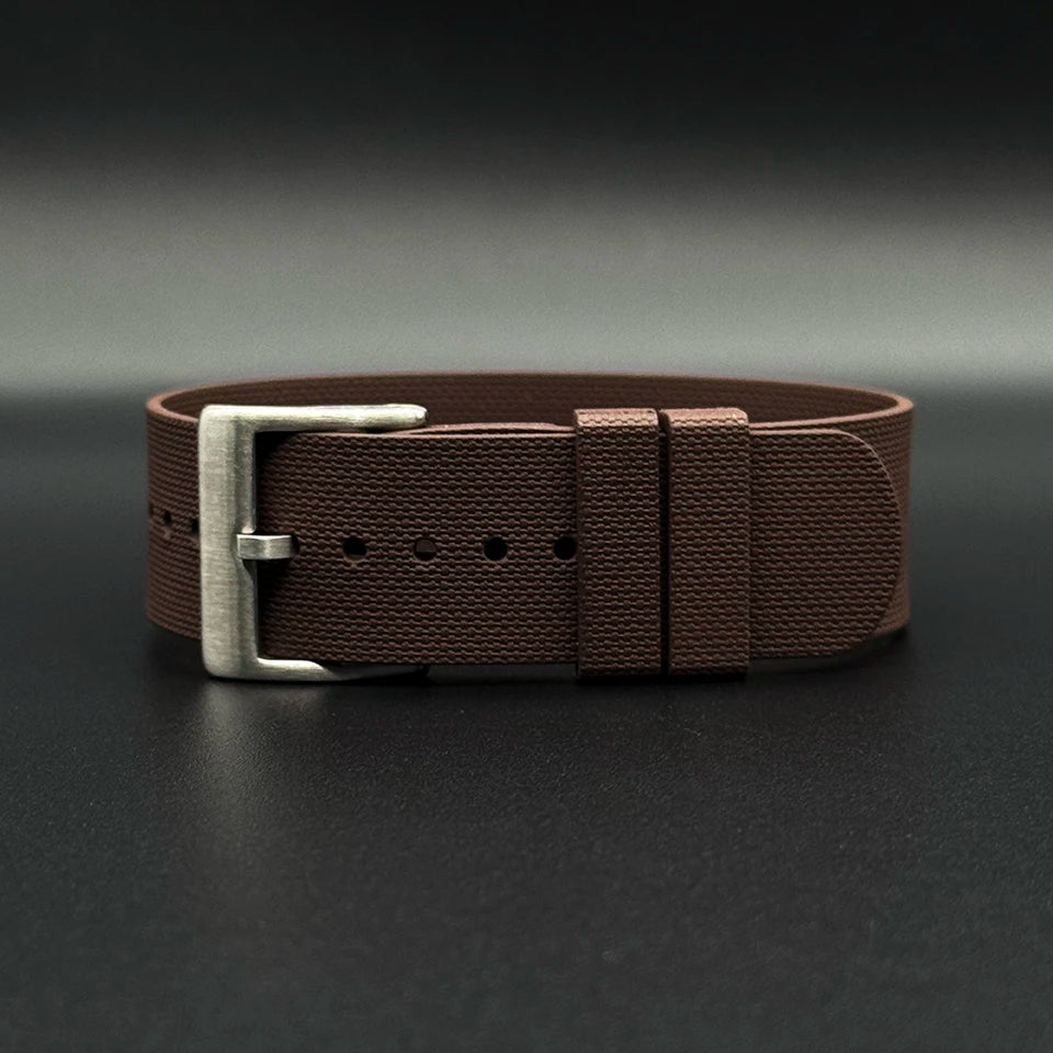 Bracelet de Montre Nato Caoutchouc Siliconé Boucle Brossé - 24,5cm