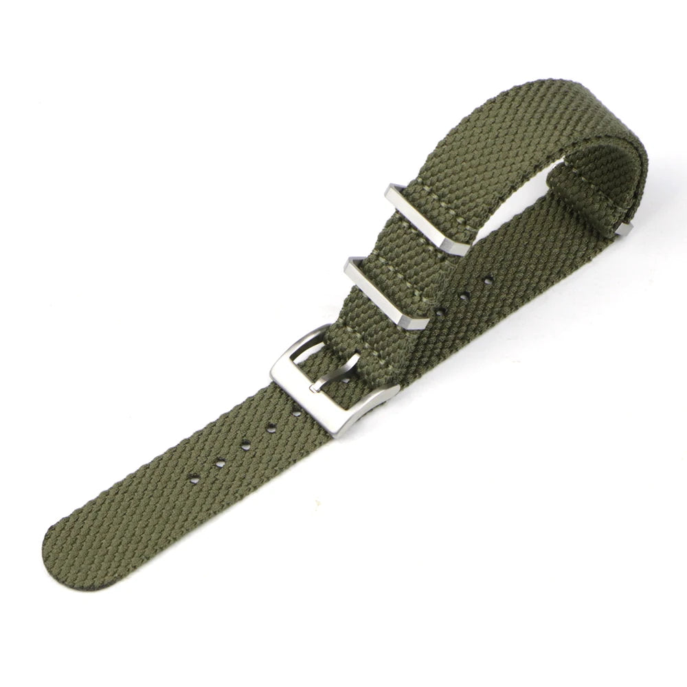 Bracelet en Nylon mélangé de coton doux 20mm 22mm bracelet de montre Vintage noir marron bracelet ceinture avec acier inoxydable