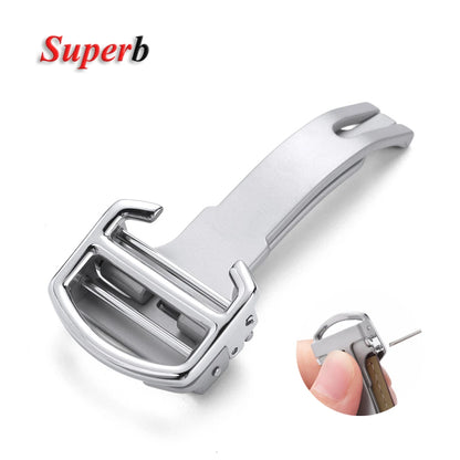 Boucle de montre de remplacement en acier inoxydable, 14mm 16mm 18mm, fermoir pliant pour montre ballon bleu Cartier, couleur argent