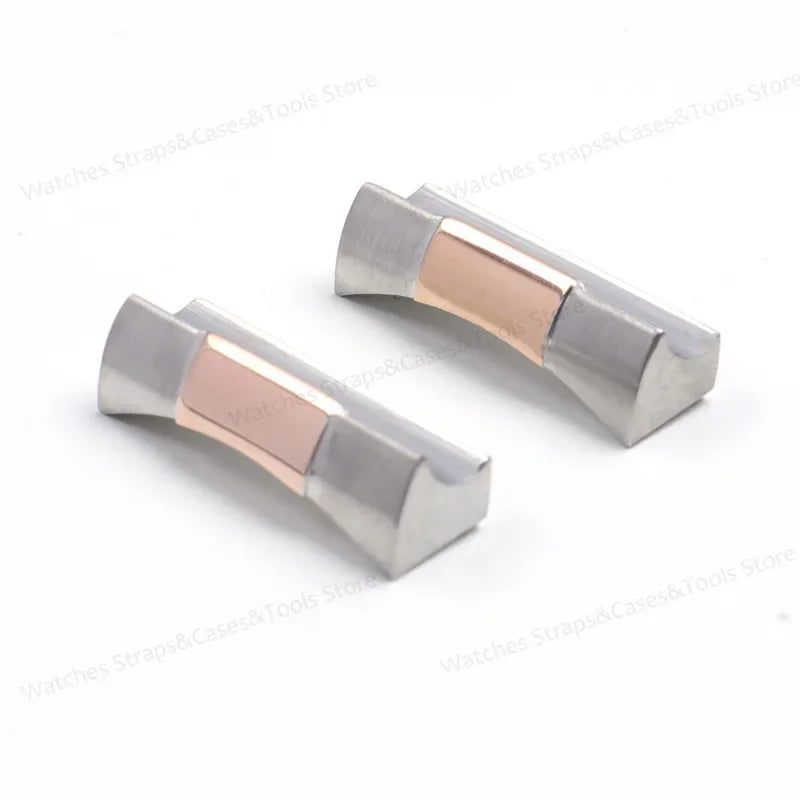 20mm Curved End Link for Rolex Watch Band Submariner Watch Strap Rubber Leather Strap Seamless Metal Connection 2PCS