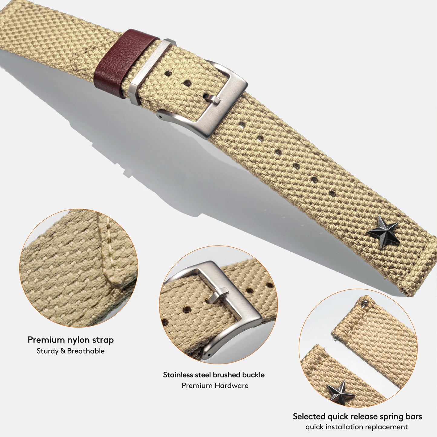 Hemsut-Bracelets de Montre Militaire pour Happator, Montres Vintage, Bracelets Pilote, Citizen Timex, 18mm, 22mm, 24mm