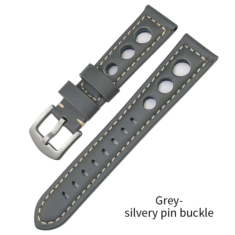 Bracelet de montre en cuir de veau 19mm 20mm 21mm 22mm pour IWC Pilot Breitling Tudor Omega Seiko SKX 5, bracelet de montre en cuir de vache véritable avec trous