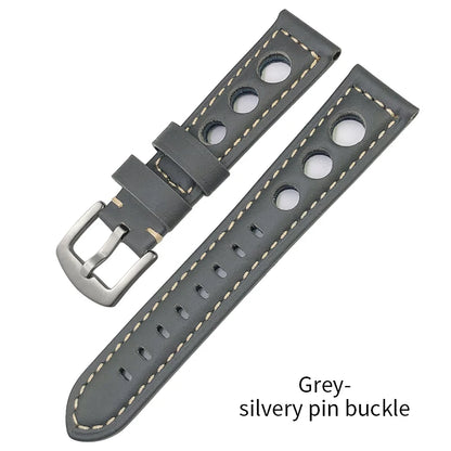 Bracelet de montre en cuir de veau 19mm 20mm 21mm 22mm pour IWC Pilot Breitling Tudor Omega Seiko SKX 5, bracelet de montre en cuir de vache véritable avec trous