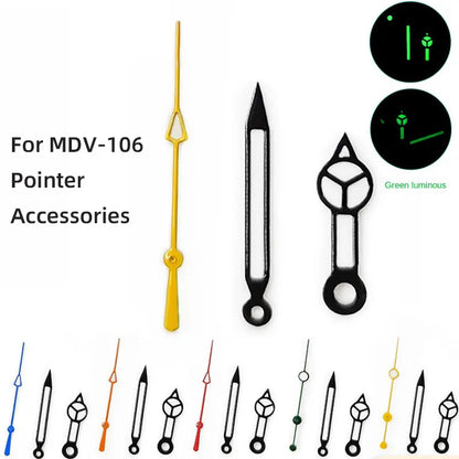MDV-106 Luminous Watch Hands for Casio Marlin/Duro Miyota 2115 MDV 106, Black/Silver/Gold Watch Hands, Hour, Minute, Second
