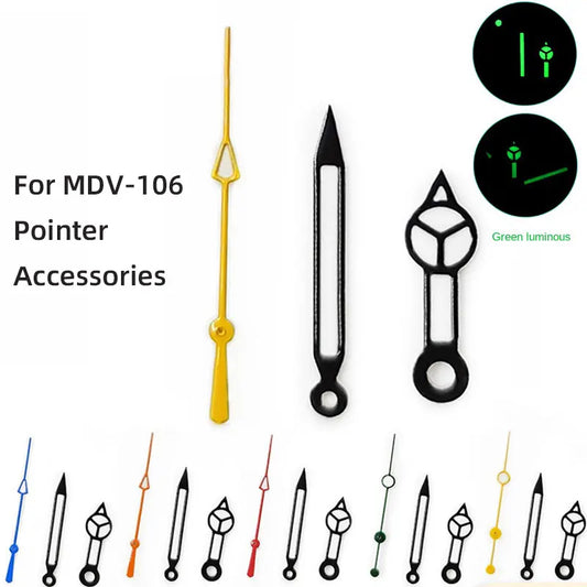 Aiguilles de montre MDV-106 lumineuses pour Casio Marlin/Duro Miyota 2115 MDV 106, aiguilles de montre noires/argentées/dorées, heures, minutes, secondes