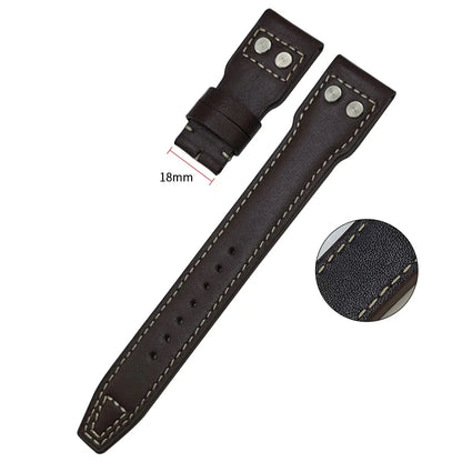 Bracelet de montre en cuir de veau véritable épais, 20mm 21mm 22mm, pour IWC Big PILOT Spitfire TOP GUN IW5009 IW3777, bracelet de montre en cuir de vache à rivets